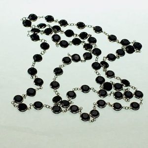 Black bezel set necklace 39”
